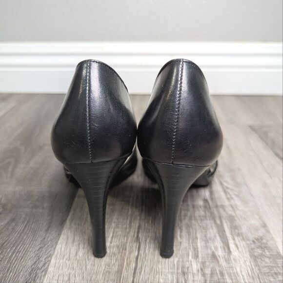 Franco Sarto Black leather Arrow D'orsay pointed toe heels pumps womens 7 - Picture 5 of 8